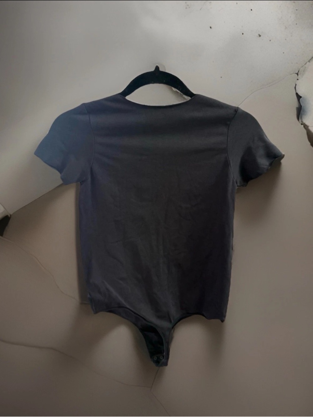 SKIMS Short-Sleeve Thong Bodysuit in Black